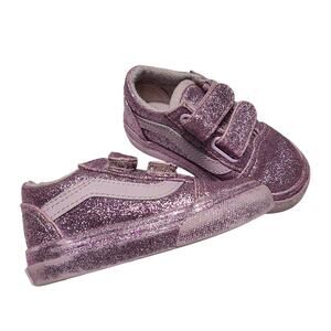 Vans Baby Girls Old Skool V Rainbow Glitter Sneakers Lavender Size 4c